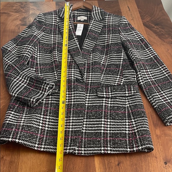 LOFT Black, White, and Pink Plaid Blazer - Picture 3 of 6